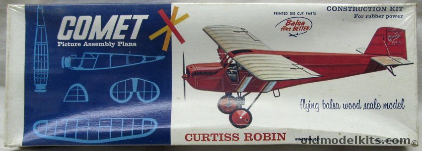 Comet Curtiss Robin - 22 inch Wingspan Balsa Flying Model Airplane, 3303 plastic model kit